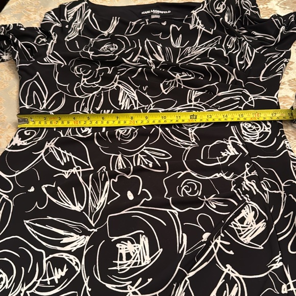 KARL LAGERFELD PARIS Black&White SZ 14 Dress with Side Ruching. - Picture 11 of 12